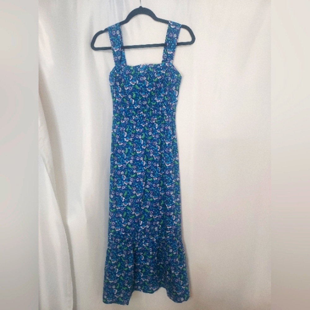Loft Blue Floral Long Dress. Size XS